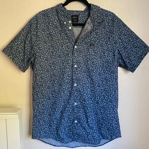 RVCA Men’s Large “Slim Fit” Blue Patterned Button Up